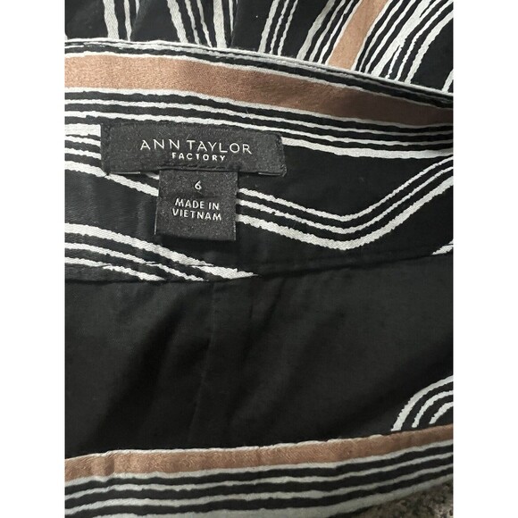 Ann Taylor Skirt Womens Size 6 Black Tan Stripe Cotton Lined Maxi Length - Picture 7 of 7